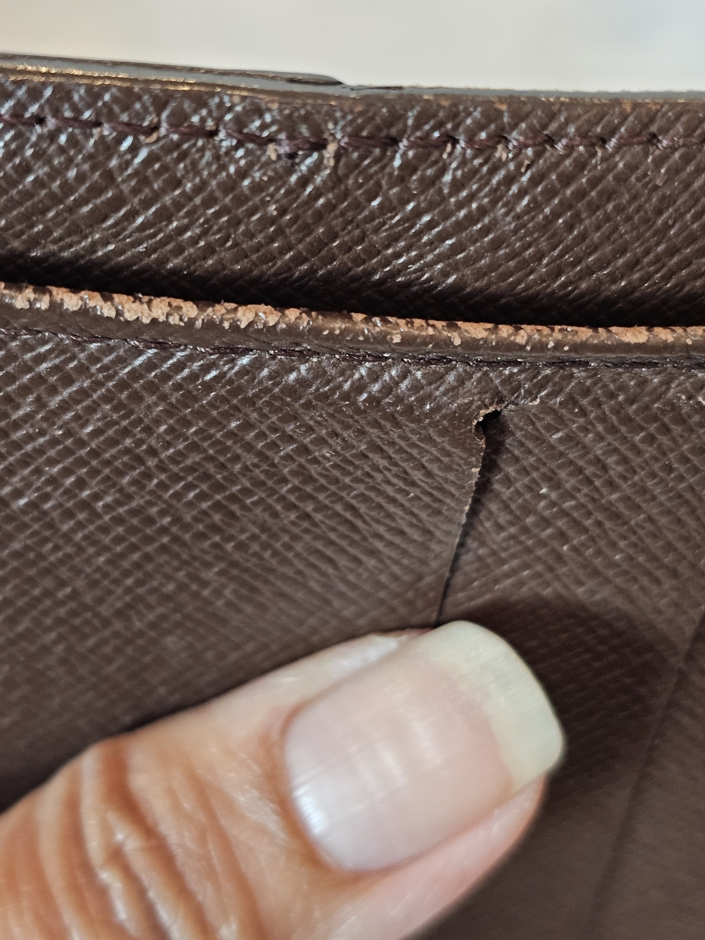 Louis Vuitton Brown Damier Compact Wallet with Dark Leather Trim - Picture 6 of 7